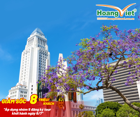 TOUR PHƯỢNG TÍM SỚM NỞ RỰC TRỜI CALI BAY EVA AIR 5 SAO 