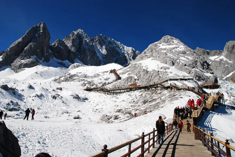 Waterfall at Jade Dragon Snow Mountain Stock Image - Image of beautiful ...